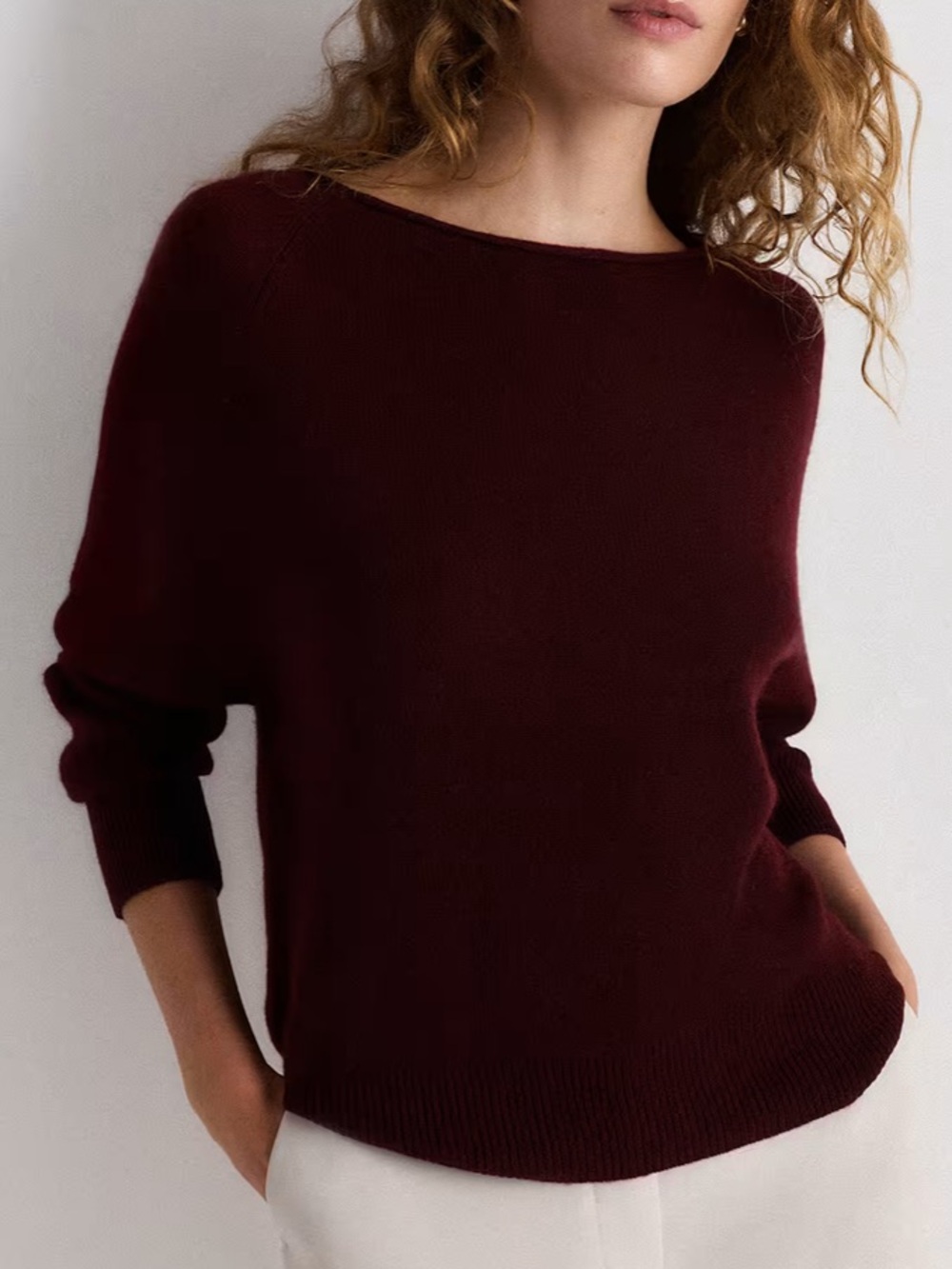 Quince 100% Mongolian Cashmere Boatneck Sweater Rich Burgundy Small - Picture 9 of 9